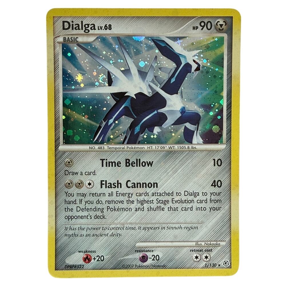 Pokémon TCG Dialga LV.68 1/130 Diamond & Pearl 2007 Cosmos Holo Swirl Rare EX+